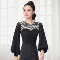 Ms. Dambao Roo Dancing Clothes New 2021 Autumn Winter Long sleeves Fashion black and white matching colour one-piece clothes long sleeves