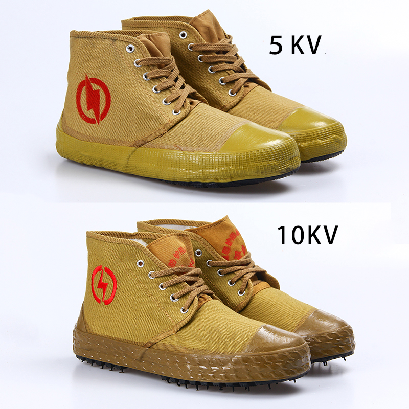 5kv safety electrician insulation shoes cotton shoes labor insurance canvas breathable high waist spring and autumn men's and women's anti-electricity protective rubber shoes