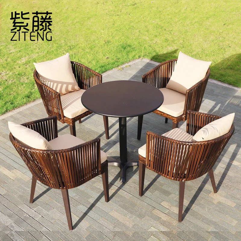 Courtyard table and chair five-piece outdoor furniture balcony three-piece outdoor woven Vine cafe leisure creative table and chair