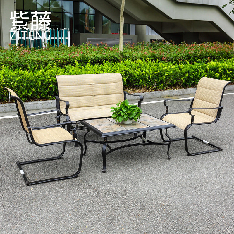 Outdoor Teslin sofa combination four-piece balcony small apartment table and chairs simple modern rocking chair small coffee table combination