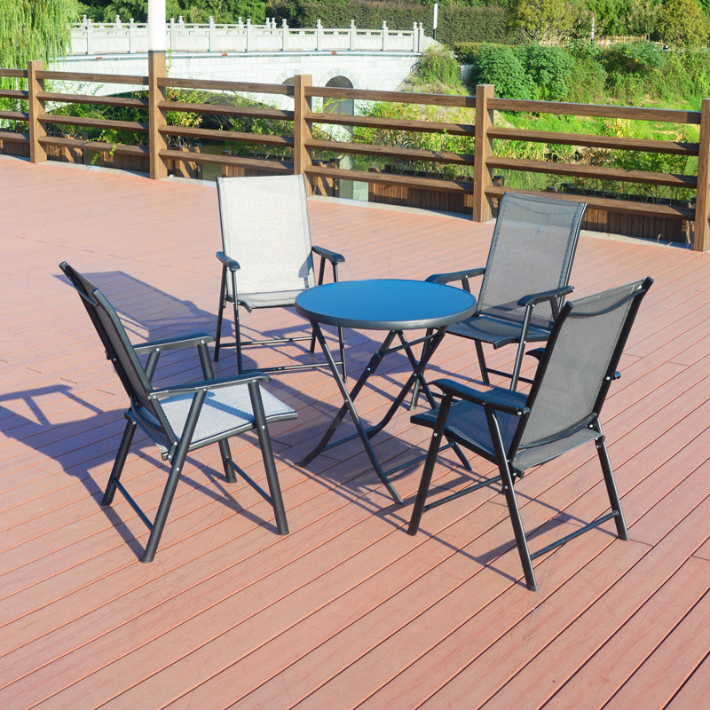 Outdoor patio with folding table and chairs Three-five pieces of kit Composition modern minimalist open-air domestic iron art casual chair kit
