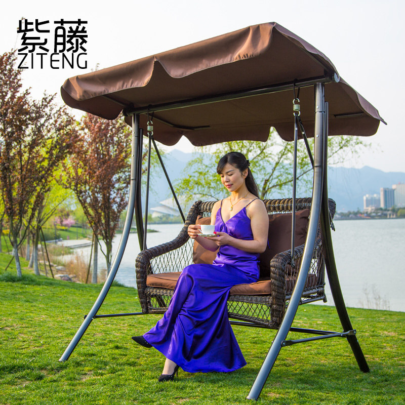 Outdoor hanging chair swing double rocking chair indoor and outdoor courtyard hanging basket balcony garden rattan chair adult cradle hanging basket chair