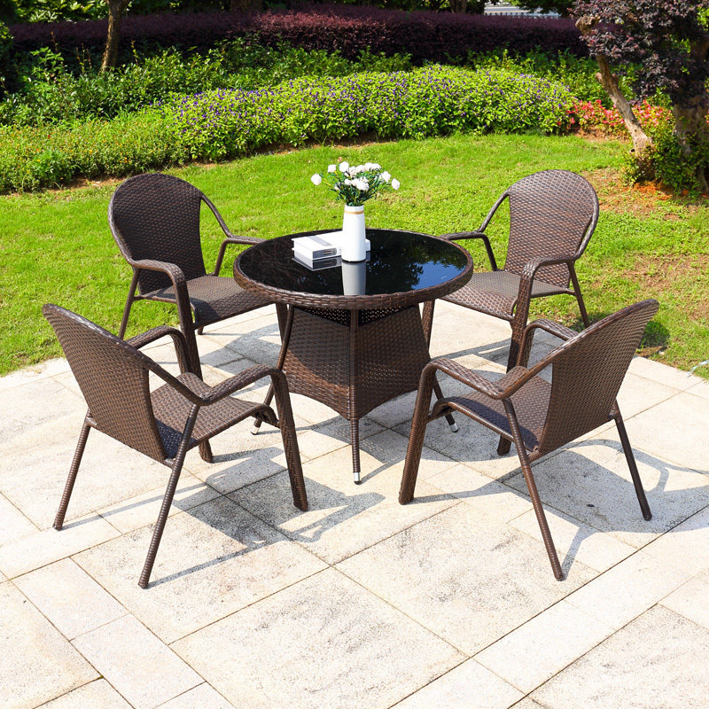 Yard Outdoor Table And Chairs Vines Bar Casual Seats Outdoor chairs Five sets of rattan chairs Rattan Chairs Patio Terrace Table and chairs-Taobao