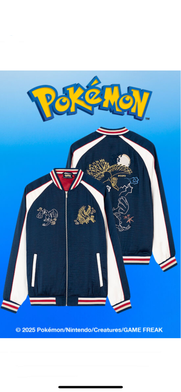 Co-Branded Pokemon Pokémon Fengwang Luochia Yokohama Embroidered Jacket Satin Couple Style Baseball Jacket Co-Branded Pokemon Pokémon Fengwang Luochia Yokohama Embroidered Jacket Satin Couple Style Baseball Jacket
