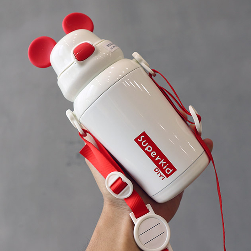 Han Style Ins Cartoon Children Insulation Cup 316 Stainless Steel With Straw Dual-use Water Cup Brief Portable Insulated Water Cup