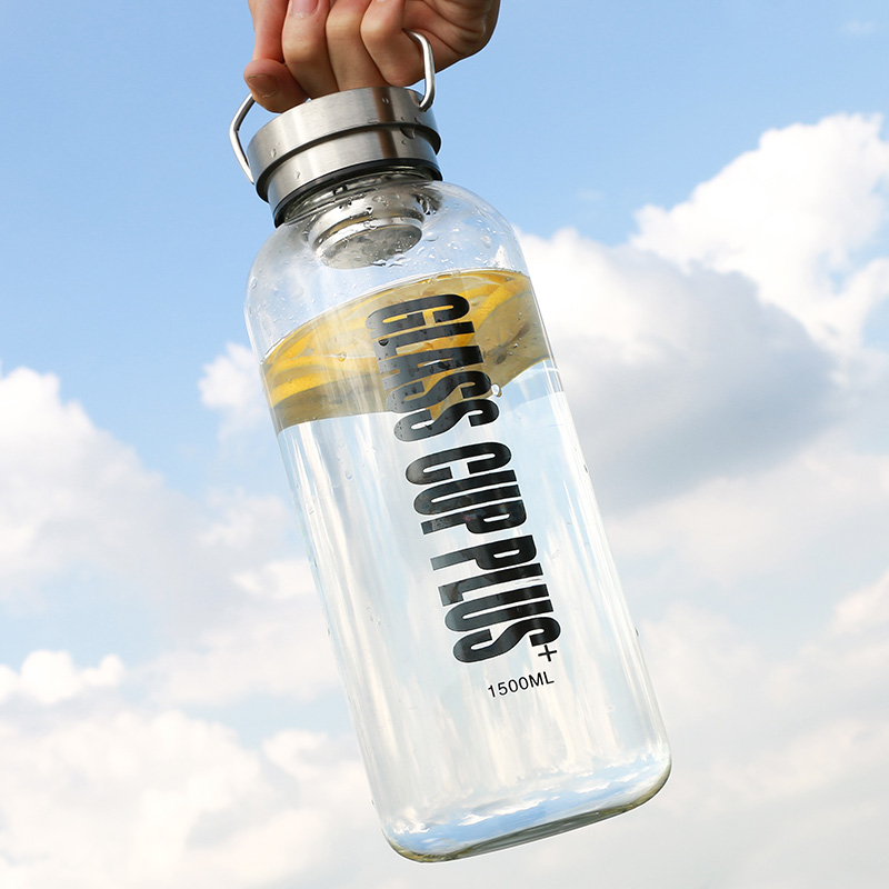 Large-capacity 1000 ml water glass Guys Han version Glass Cup Creative Fitness Kettle 2000ml Portable Cup