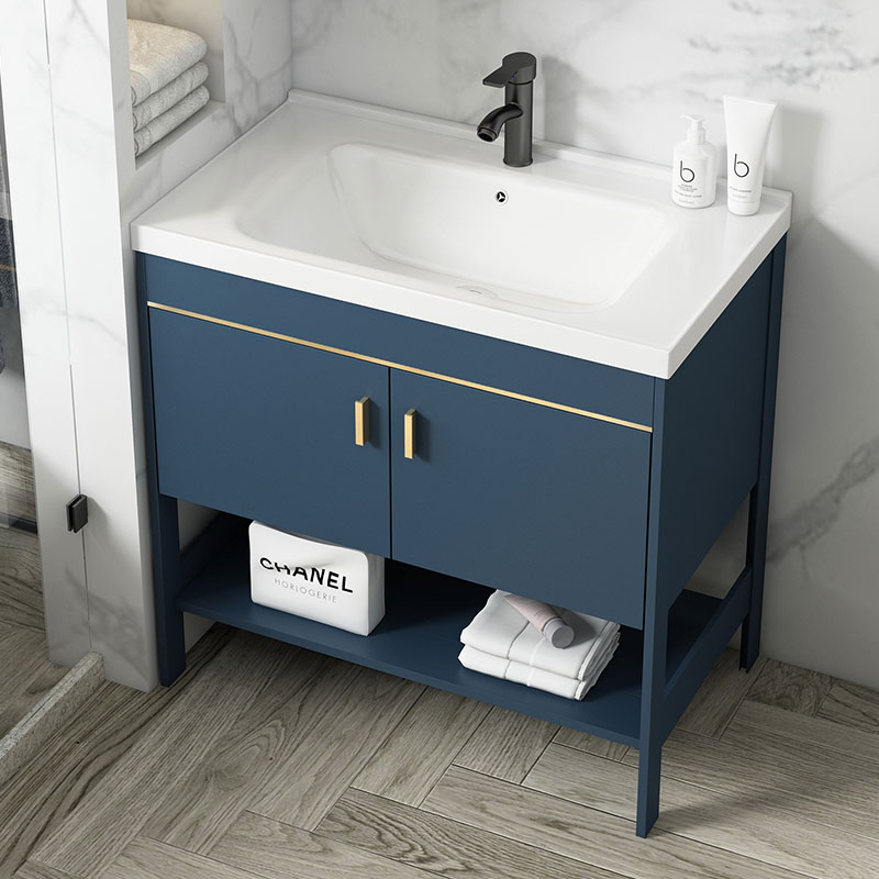 Light luxury space aluminum floor bathroom cabinet combined small household toilet wash basin bathroom bathroom wash basin