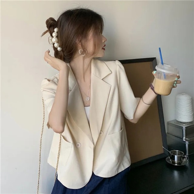 Chic Thin Short Sleeve Large Size Jacket Summer Retro Lapel Fat mm 300 Jin Loose Short Suit...