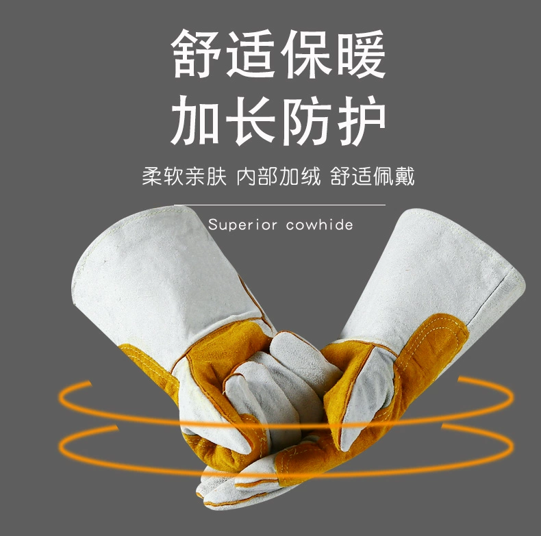 bao tay hàn xì Găng tay hàn da bò chịu nhiệt độ cao chống bỏng chống hở chiều dài mềm chống mài mòn thợ hàn găng tay bảo vệ cách nhiệt găng tay da cho thợ hàn găng tay hàn điện