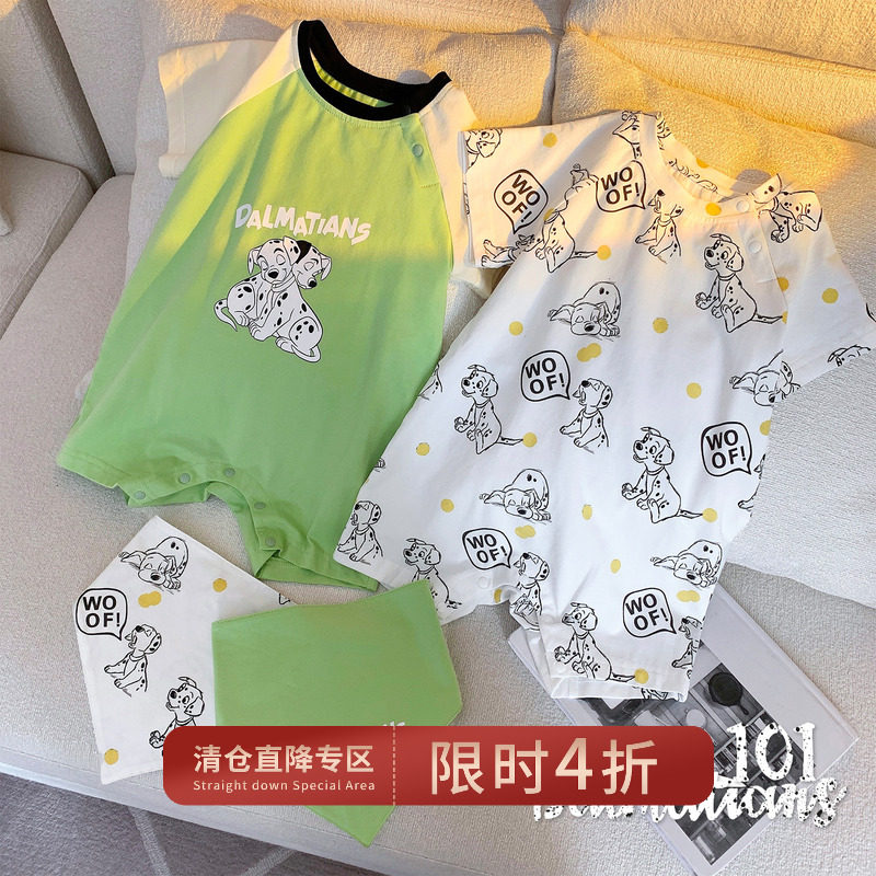 Chen Grand Pig's L Mom Baby Even Body Clothing Spot Dog Full Print Baby Short Sleeve Khacoat Children's Lieven Clothes Climbing to Ride The Tide