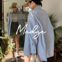 S Andro Madge Blue Long рукав рубашки Spring Summing Summing Style Slaugs Style