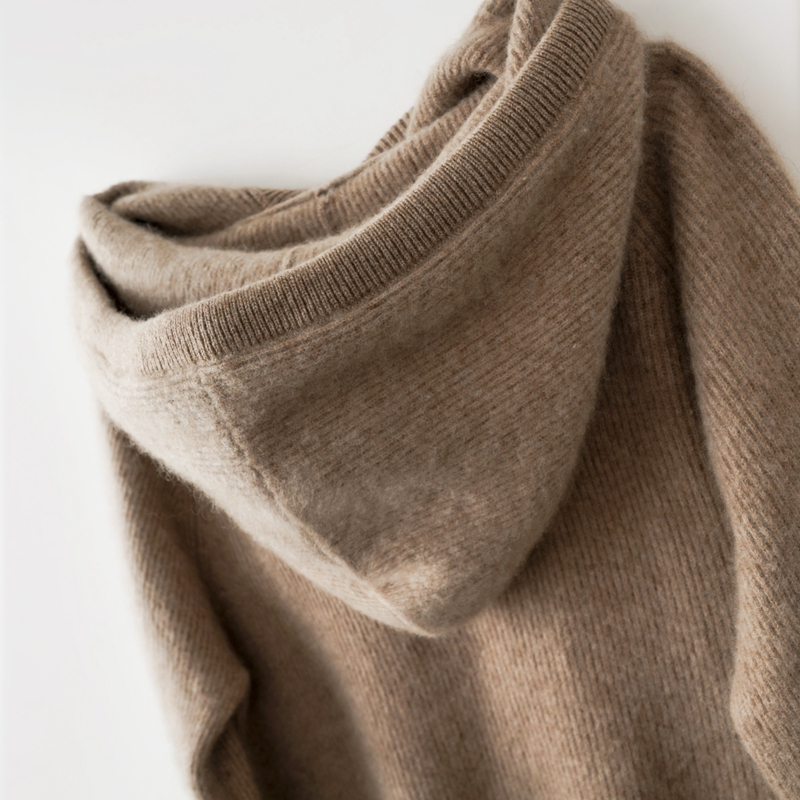Super Soft~ Thick Hooded Cashmere Sweater for Women, Loose and Lazy Style, Autumn and Winter Knitted Wool Sweatshirt, Base Layer