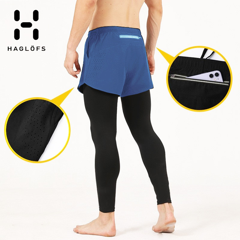 HAGLOFS matchstick sports tights men's two-in-one training fitness clothes basketball stretch running compression pants