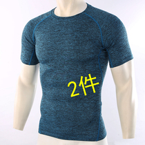 Elastic breathable fitness clothes quick-drying mens short-sleeved tights sports T-shirts moisture-wicking quick-drying clothes