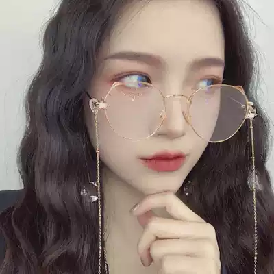 Shake sound chain glasses frame myopia mirror female ultra-light retro literature and art student net red round glasses can be equipped with a degree tide