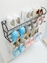 Shoe storage wall hanging nail-free door rear wall-mounted economy space-saving simple doorway shoe rack household rack