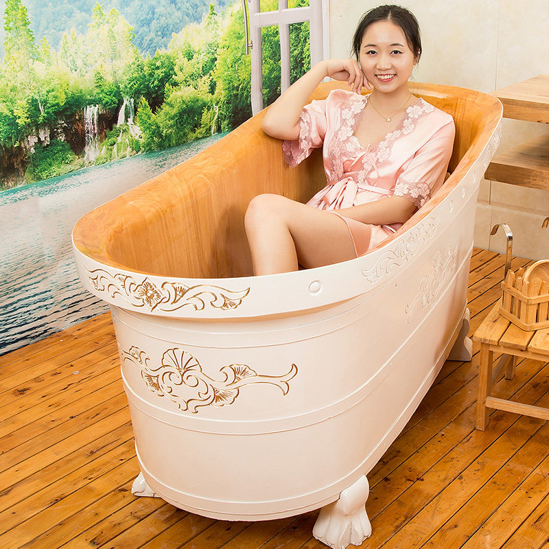 Carpenter oak wood bath tub Adult Bath Tub Thickened Solid Wood Barrels Bath bath tub Home Woody Bath Bath Tub