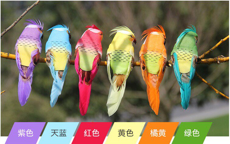 Emulation Small Parrot Big Mouth Parrot Foam Feather Colored Small Bird Clips With Garden Garden Terrace Decoration