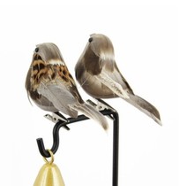 Feather bird simulation sparrow feather bird Foam bird Gray simulation bird props Tree branch Garden Christmas decoration