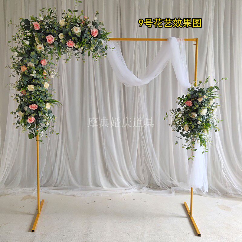 Wedding Prop Wedding Wooden Frame Flower Row Outdoor Stage Greeting Bento Decoration Floral Simulation Silk Flower Arch Arrangement Corner Flowers 