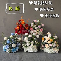 Wedding props simulation road flower ball wedding runway row flower big red silk flower floor row flower window decoration flower row