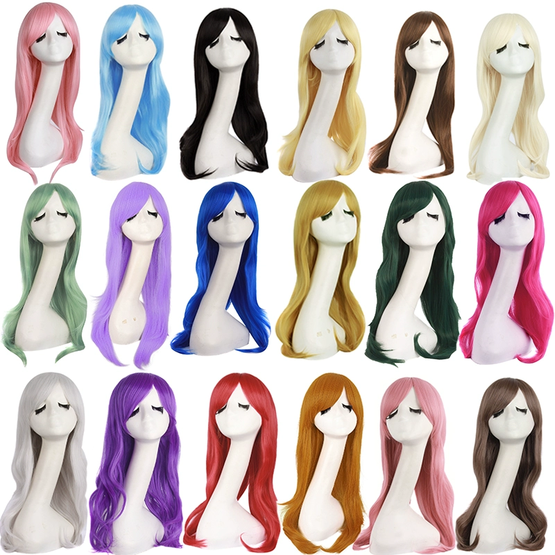 Anime tóc giả nữ micro khối lượng tóc dài cosplay tóc giả 70CM xiên bangs tóc giả nhiều màu thực tế - Cosplay