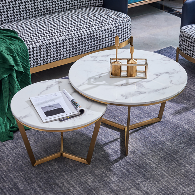 Zorro customized modern creative size round combination small household living room marble network red luxury tea table