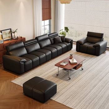 Italian minimalist leather sofa put into production living room size light luxury leather sofa with straight row of piano keys Italian minimalist leather sofa put into production living room size light luxury leather sofa with straight row of piano keys