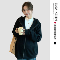 Japan ELSA KEITH maternity wear spring and autumn new casual long-sleeved womens coat loose pregnancy mid-length sweatshirt