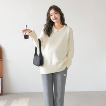 Japan ELSA KEITH maternity wear spring and autumn new loose large size round neck sweater pullover sweater tops for women