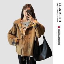 Japan ELSA KEITH maternity wear spring and autumn new workwear short cotton coat loose large size long-sleeved top