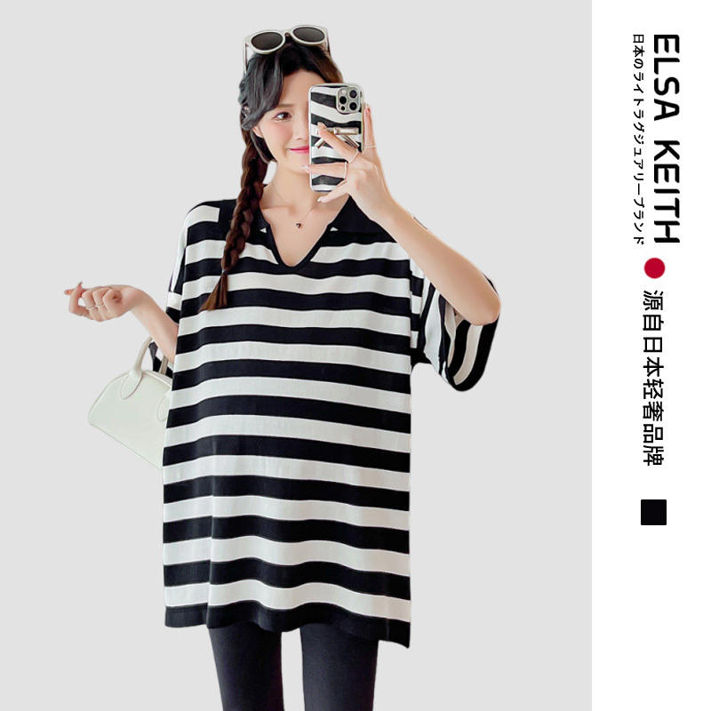 Japan Elsa Keith Maternity Wear 2026 Summer New Style Trendy Mom Loose Plus Size Body-Covering Short-Sleeve T-Shirt Shirt