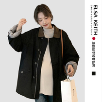 Japans ELSA KEITH maternity wear spring and autumn new thickened loose lazy jacket fashionable pregnancy warm cotton clothing