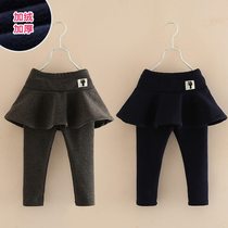 Korean baby culottes 2019 winter new middle and small childrens childrens clothing Childrens velvet thickened leggings