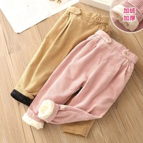 Korean baby velvet radish pants 2020 winter new middle and small childrens childrens clothing childrens thick corduroy pants