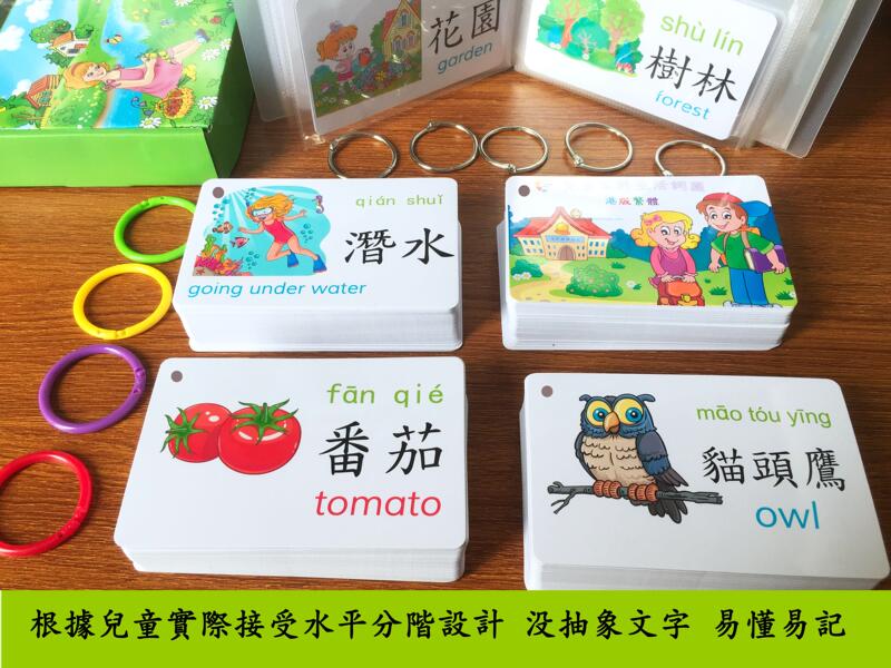 Hong Kong Chinese and English Traditional Character Flashcards for Children's Literacy Early Education Enlightenment Flashcards for Toddlers Learning with Picture Cards