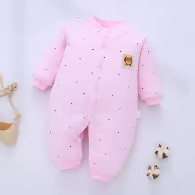 Baby jumpsuit thickened padded autumn and winter baby out hugging warm newborn children winter clothes out cotton coat