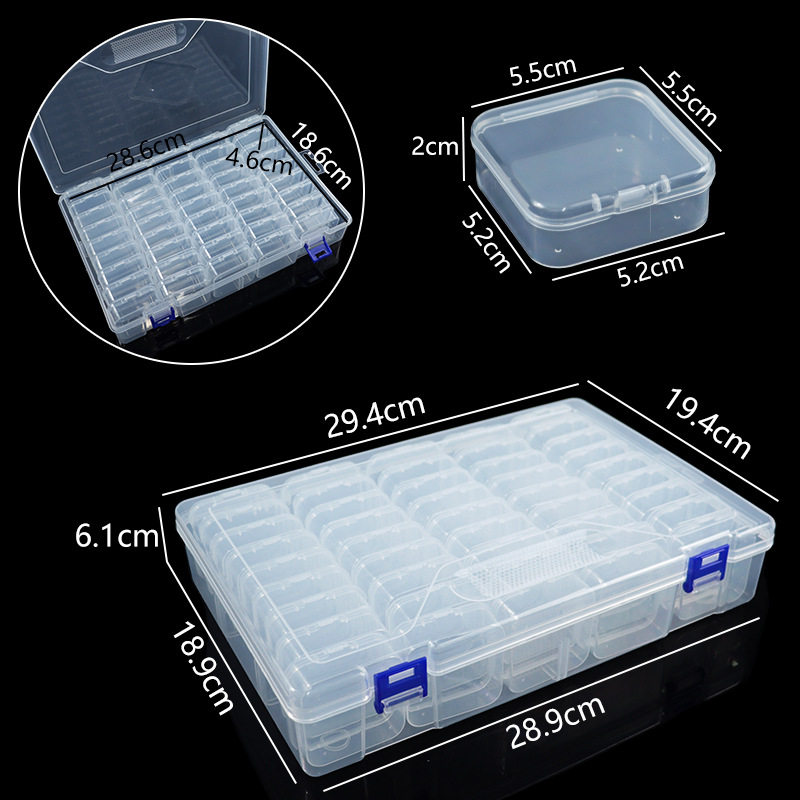 Transparent plastic storage box, storage box, rice beads, square beads, string beads, sub-box, parts, hardware jewelry, nail art box, tools