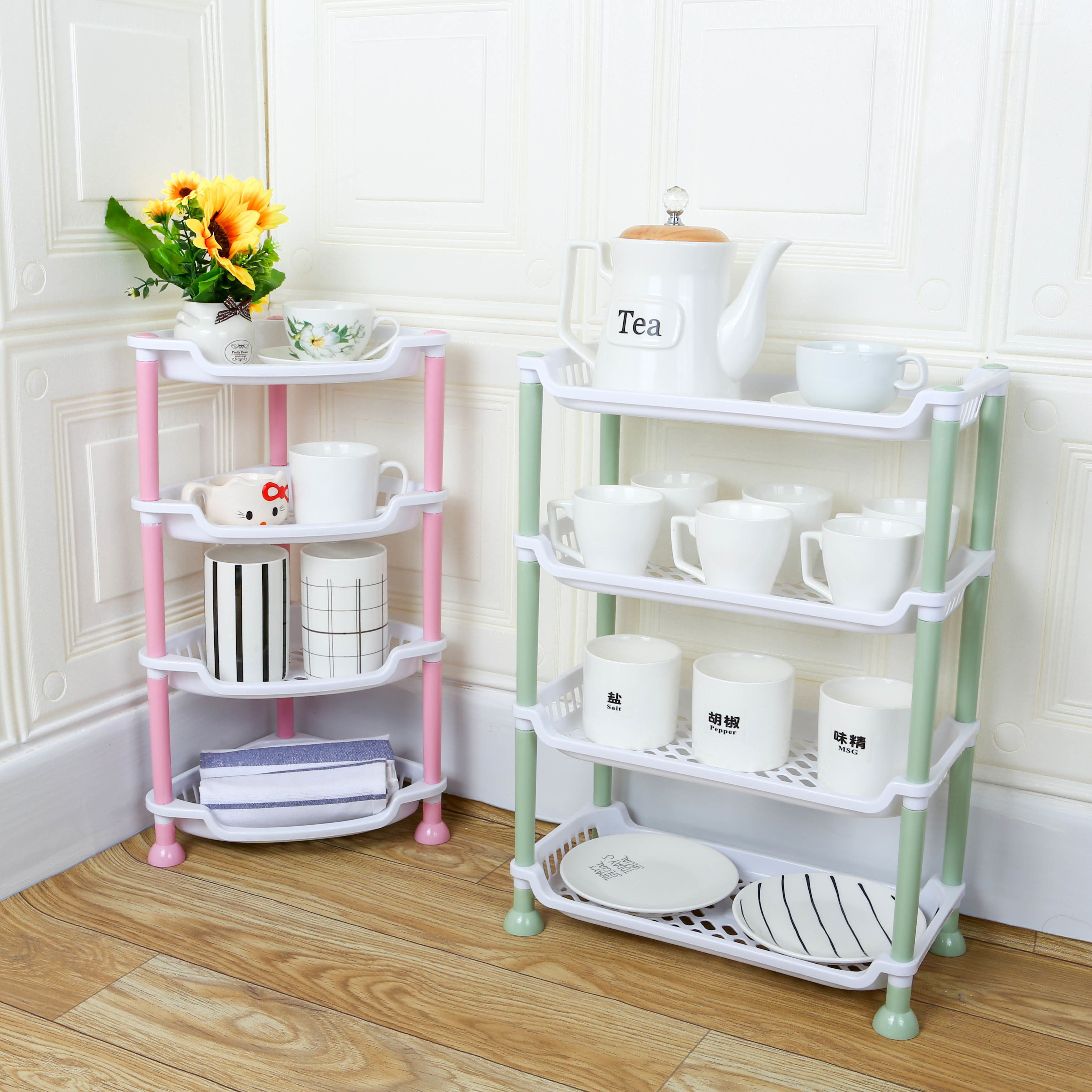 Kitchen Shelve Plastic Multilayer Finishing Rack Containing Floor Rack Floor Corner Rack Bathroom Wash Bench