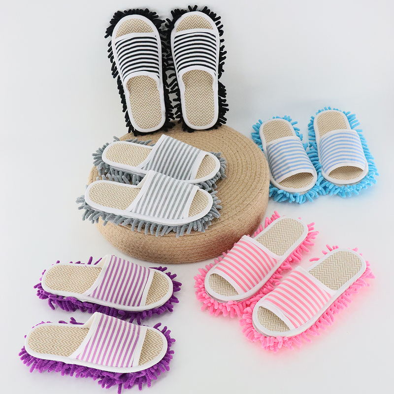  Chenille Slippers Floor Mop Lazy Mop Removable and Washable Home Kitchen Bedroom Silent Cleaning Shoes
