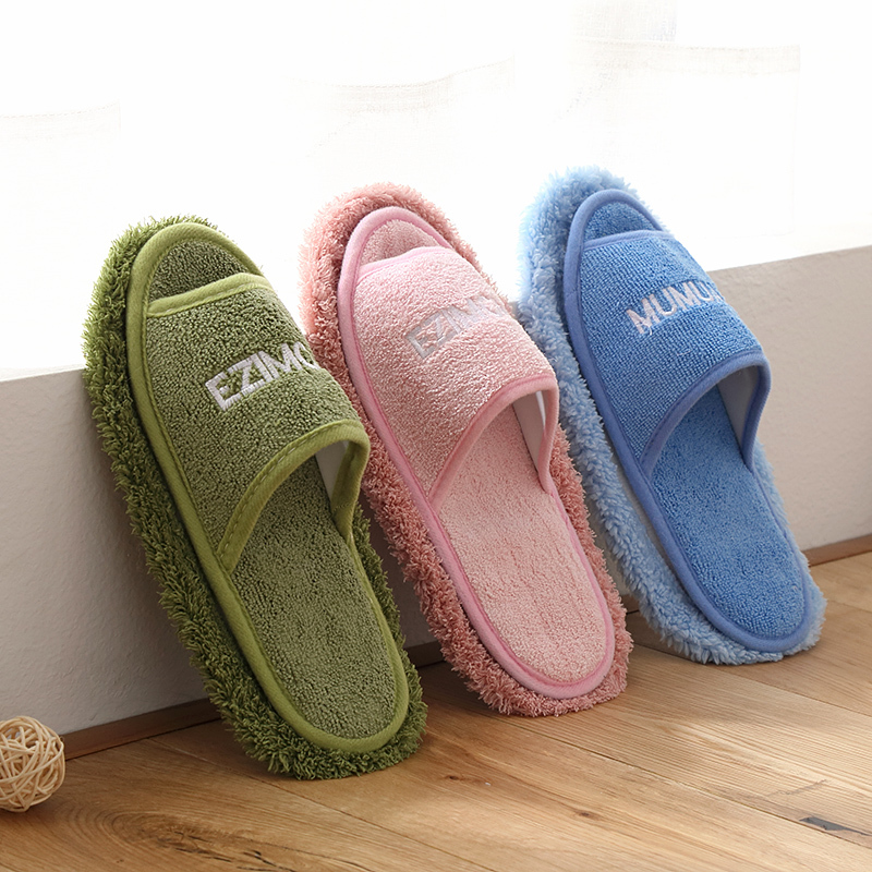 Free Shipping, All-Season Couple's Open-Toe Japanese and Korean Lazy Floor Cleaning Shoes, Home Silent Shoes, Removable and Washable Kitchen Cleaning Slippers