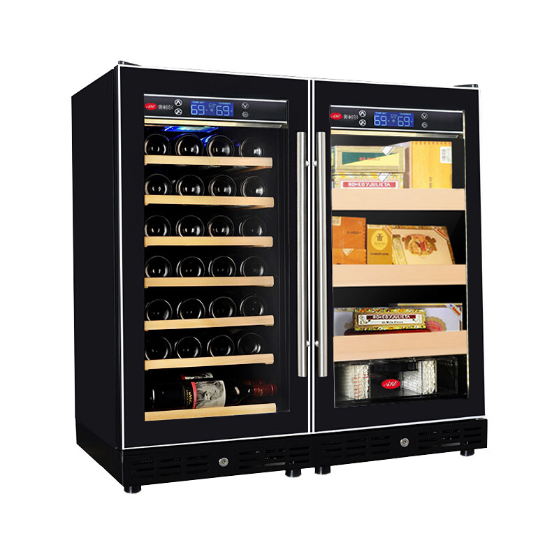 Ocurl 28 Cigar Cabinet Thermostatic Constant Wet Home Solid Wood Double Door Red Wine Cabinet Office Air-cooled Moisturizing Cabinet