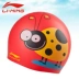 Mũ bơi Li Ning không thấm nước chống trượt silicone boy boy girl teen teen Earmuff bọ rùa 	mũ chụp đầu khi bơi Mũ bơi