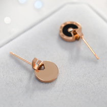 Isiya creative new titanium steel series earrings simple round lettering earrings girls Joker hypoallergenic earrings