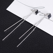 Four-leaf clover 925 sterling silver earrings Korean long creative versatile earrings simple earrings tassel wire