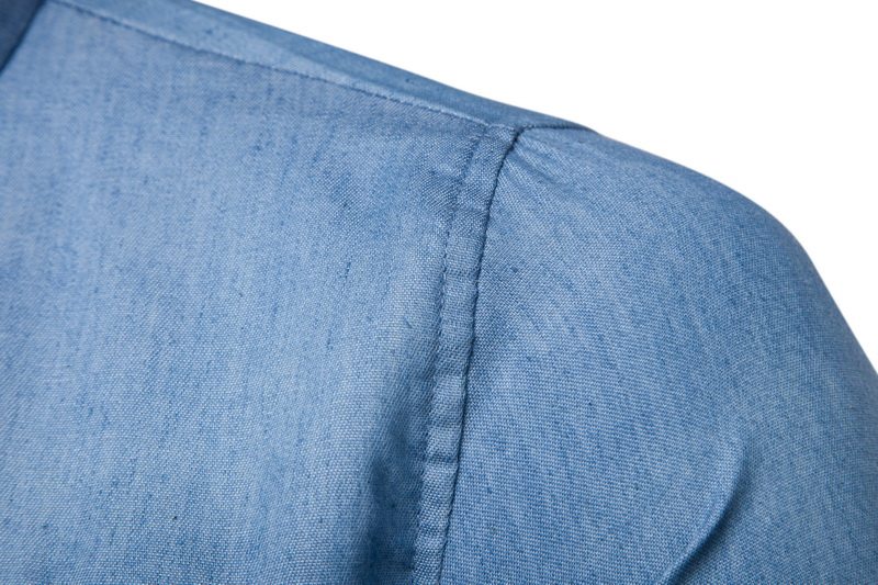 Heren spijkeroverhemd patchwork casual lange mouwen trendy_voghion.com