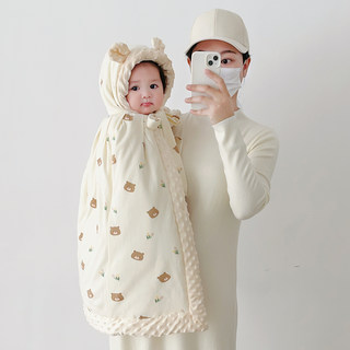 婴儿披风斗篷秋冬外出男女宝宝防风外套加厚挡风抱被儿童披肩冬季