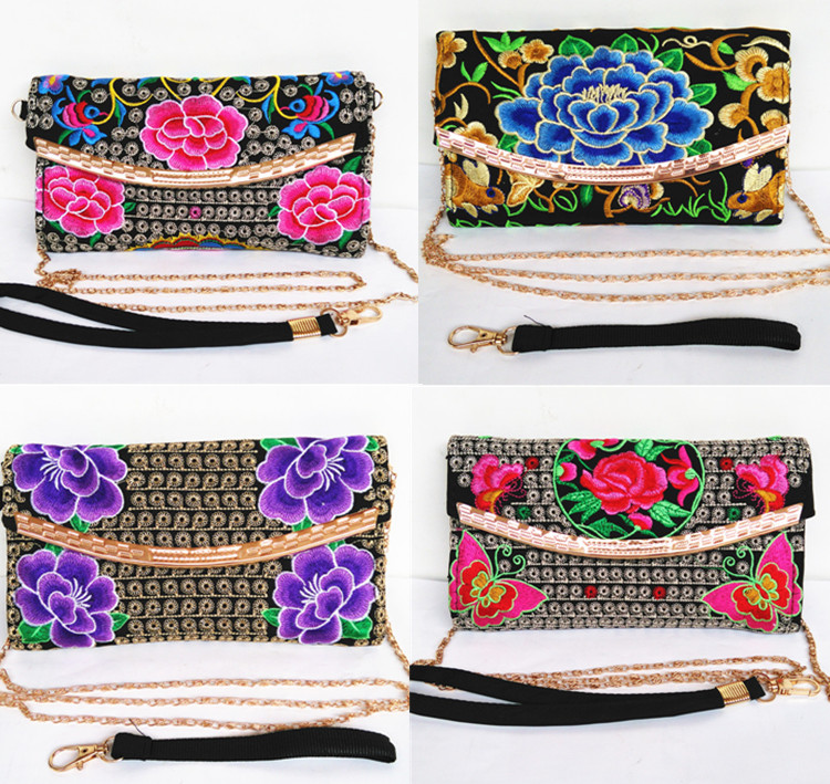 Yunnan ethnic style embroidery wallet wallet hand-held bag embroidery oblique back hand-held dual-use wallet
