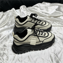 Little ckerwin apricot daddy shoes for women ins trendy retro spring soft-soled slimming thick-soled sneakers