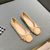 Little ckerwin 2023 spring new versatile and comfortable soft-soled fairy-style shallow-mouth bow shoes